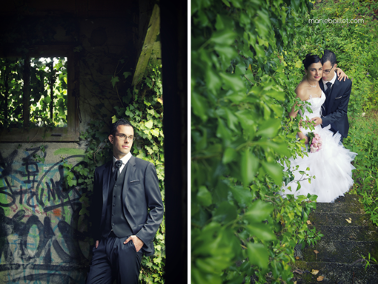 photo des mariés usine abandonnée par Marie Baillet photographe mariage Bretagne