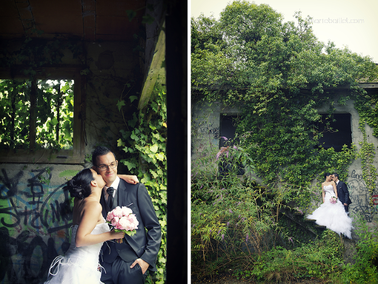 photo des mariés lieu abandonné par Marie Baillet photographe mariage Bretagne
